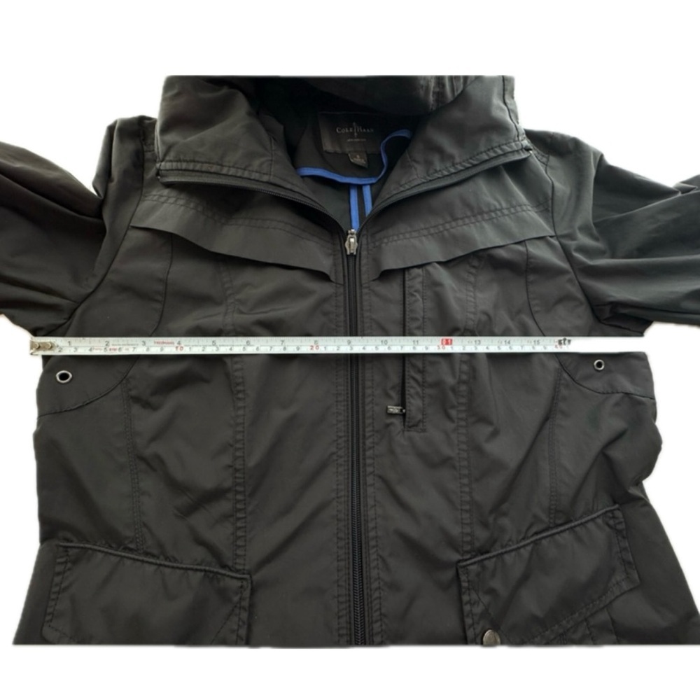 Cole Haan Packable Hooded Rain Jacket Black Size Small Lightweight Travel Coat - Picture 4 of 5